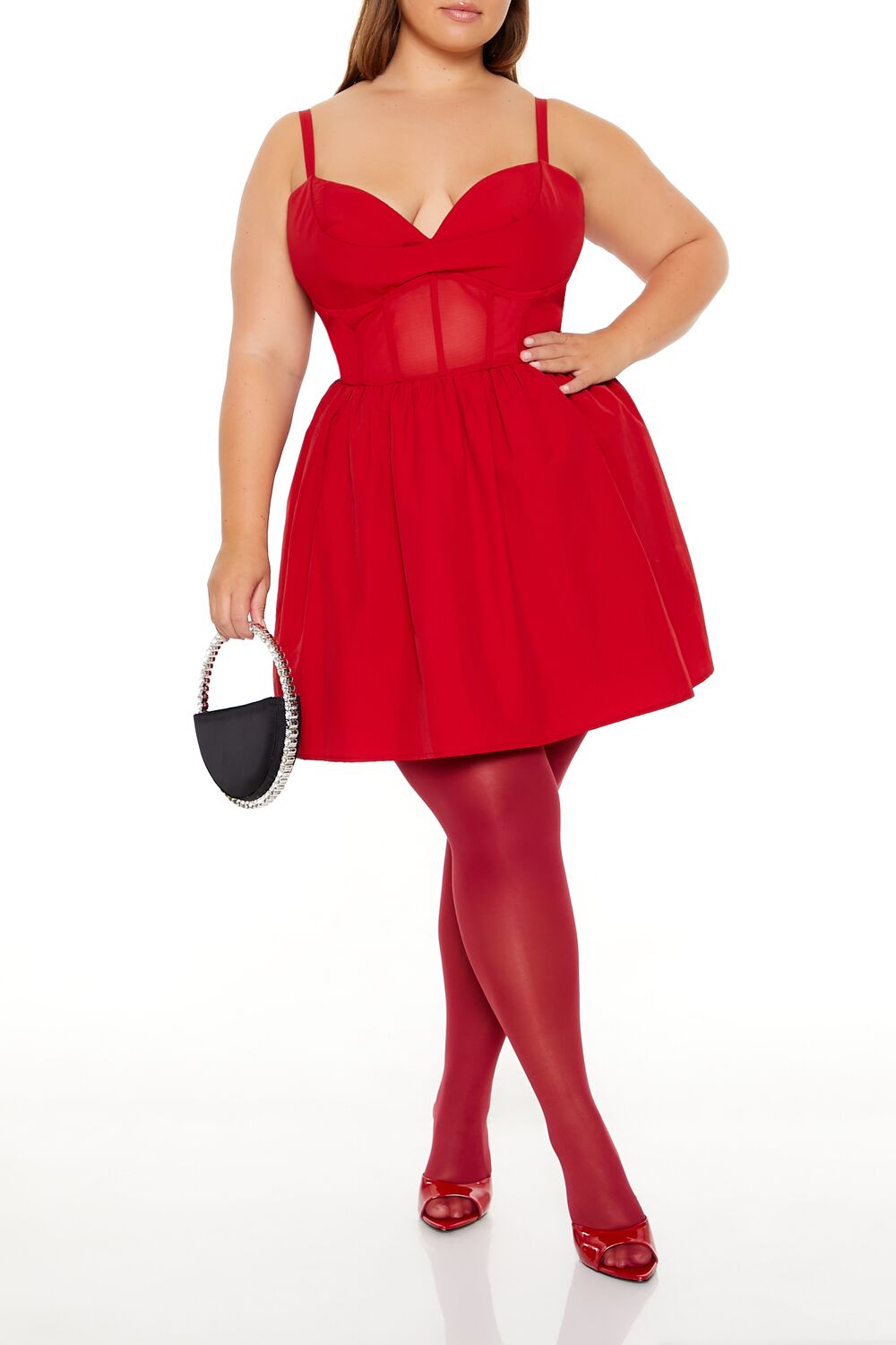 Plus Size Fit-and-Flare Sweetheart Mini Dress - Image 6