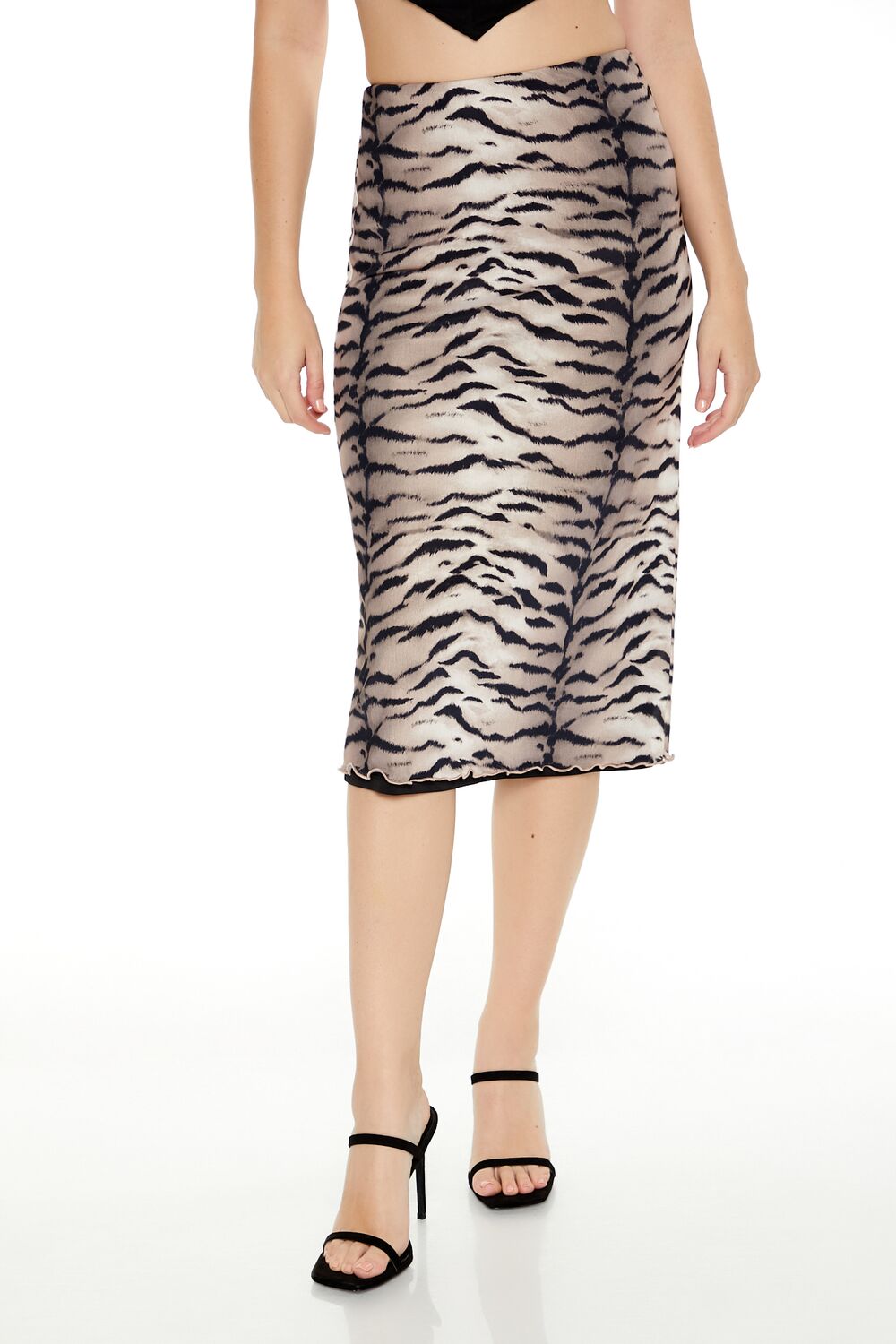 Mesh Tiger Print Midi Skirt - Image 2