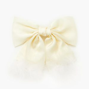 Faux Feather Bow Hair Barrette