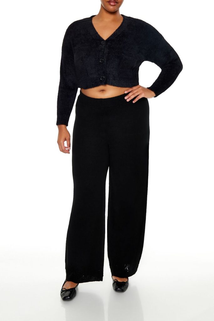 Plus Size Wide-Leg Sweater-Knit Pants