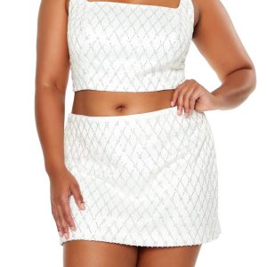 Plus Size Beaded Lattice Tank Top
