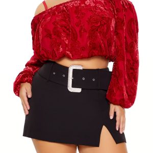 Plus Size Paisley Open-Shoulder Top