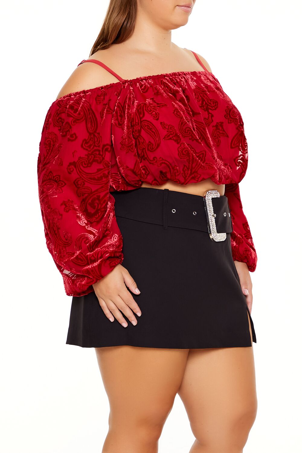 Plus Size Paisley Open-Shoulder Top - Image 4