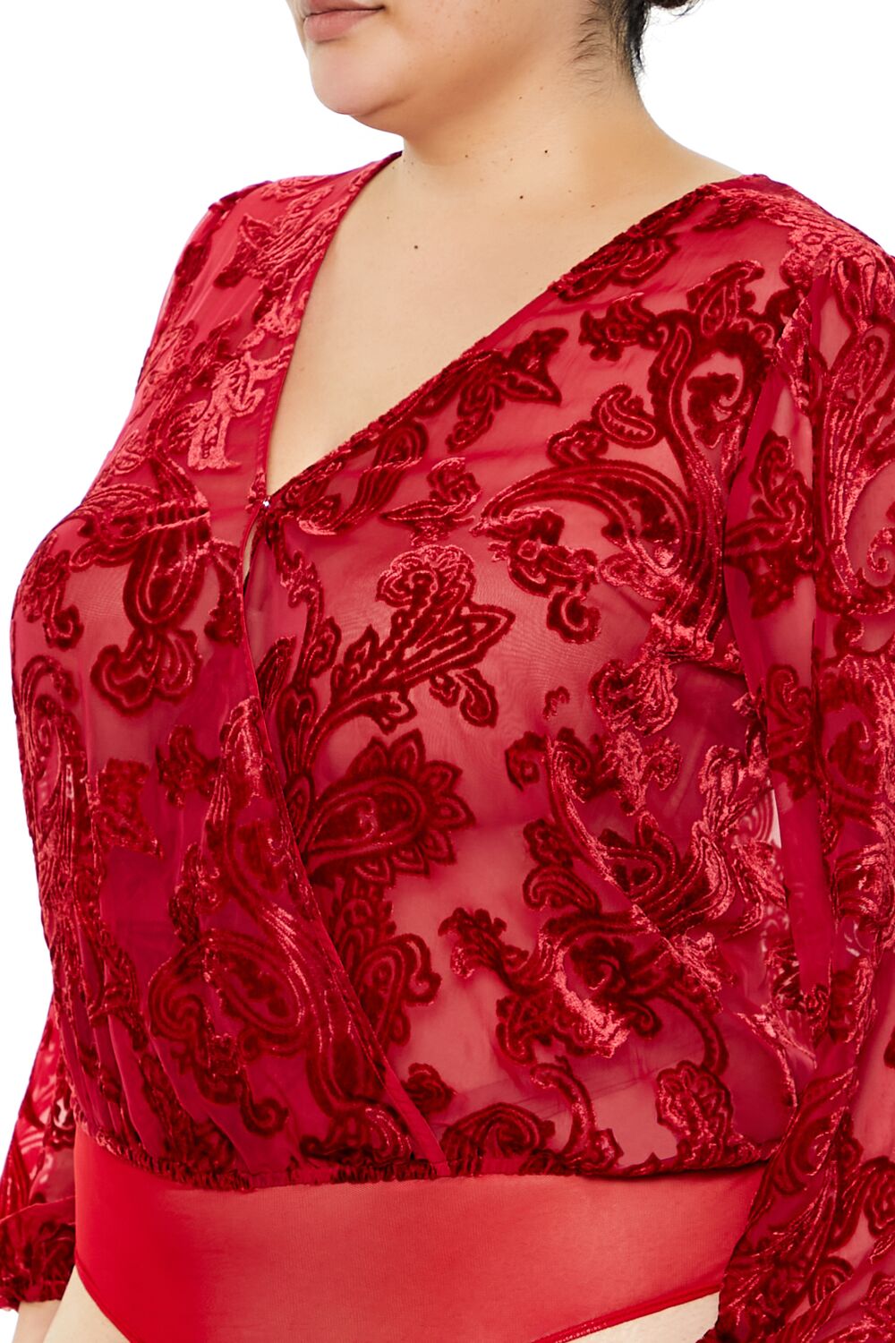 Plus Size Sheer Burnout Bodysuit - Image 4