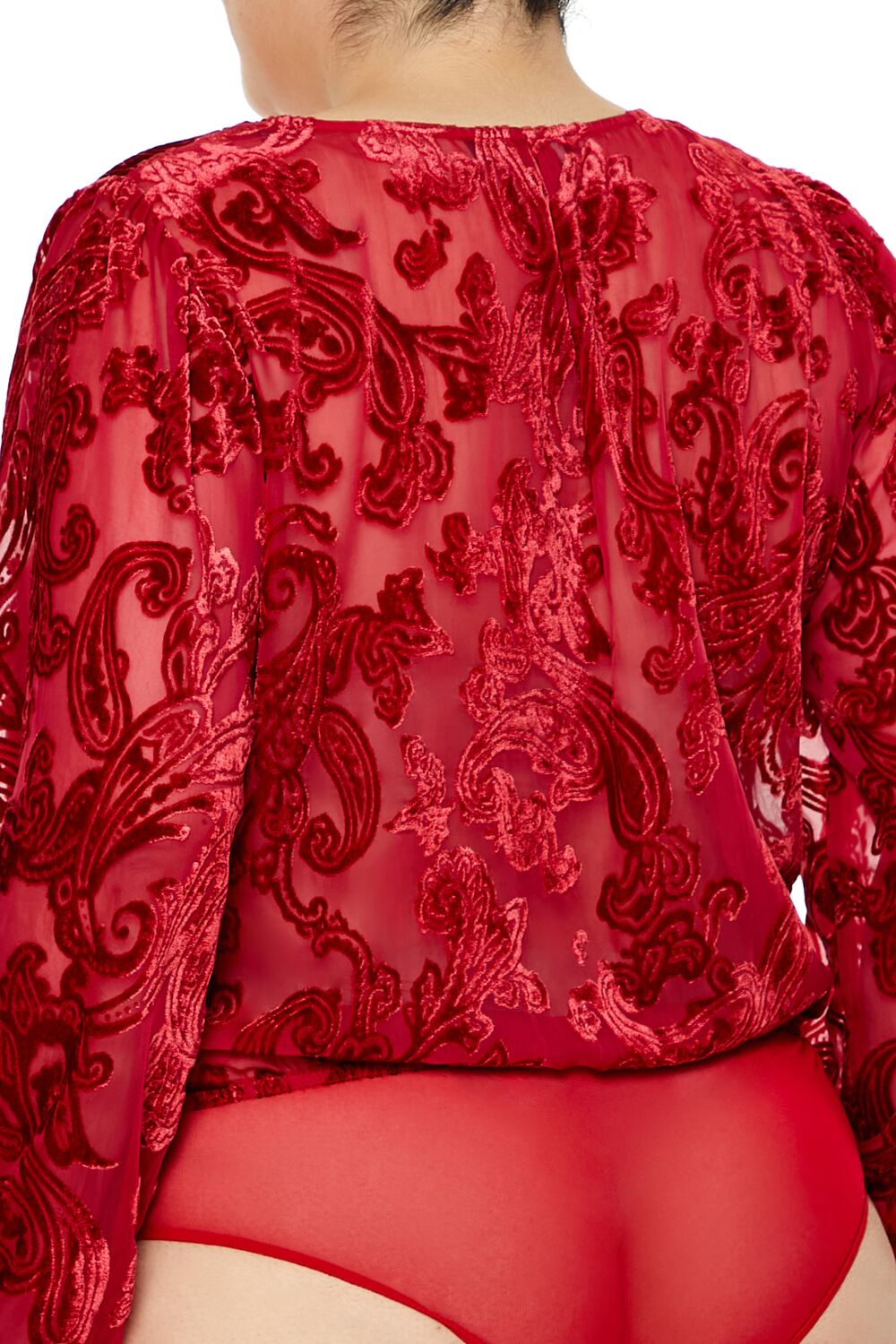 Plus Size Sheer Burnout Bodysuit - Image 5