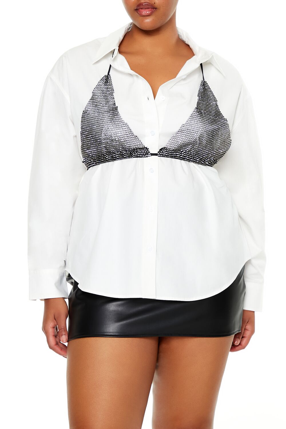 Plus Size Rhinestone Bikini Combo Shirt