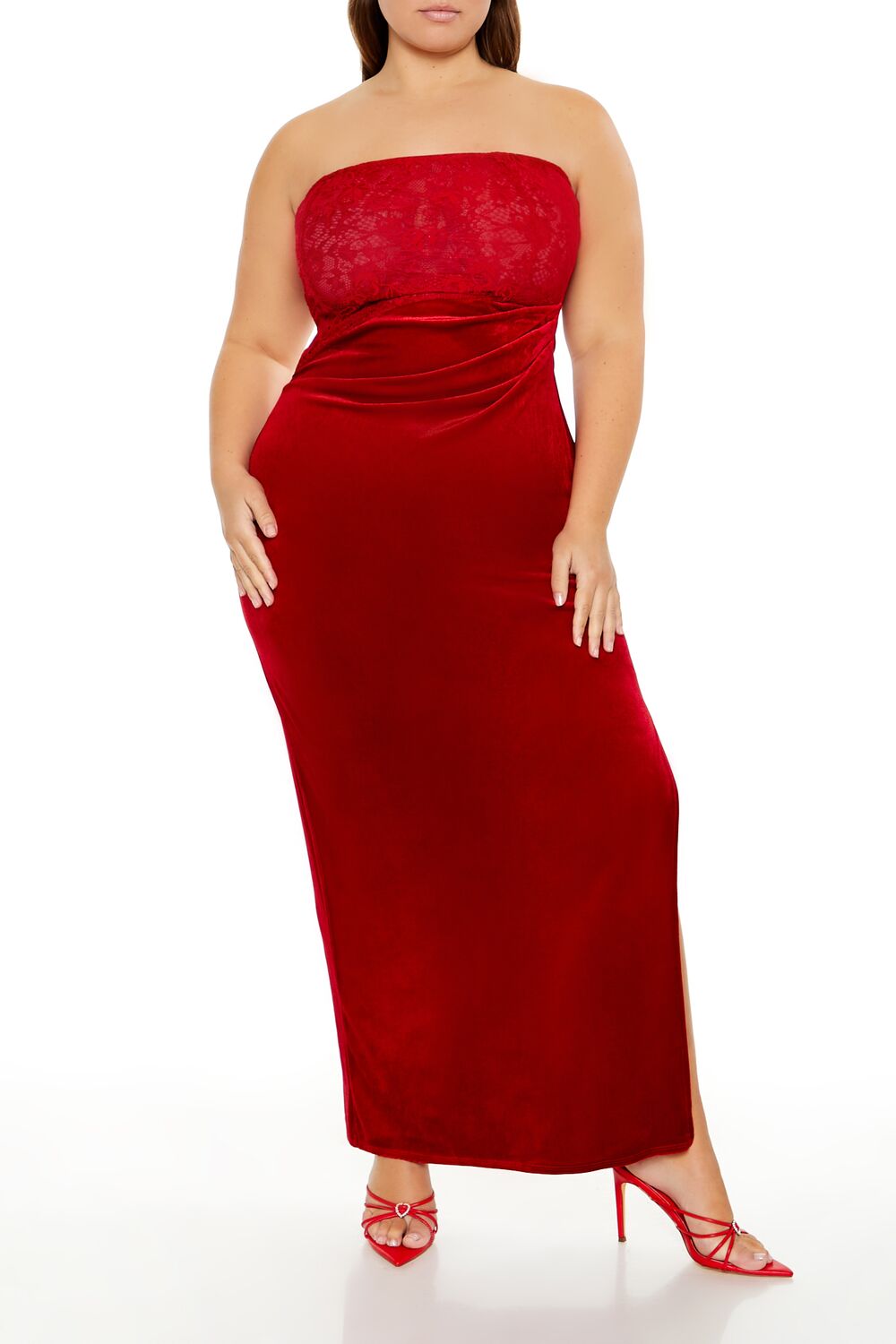Plus Size Lace & Velour Maxi Dress - Image 6