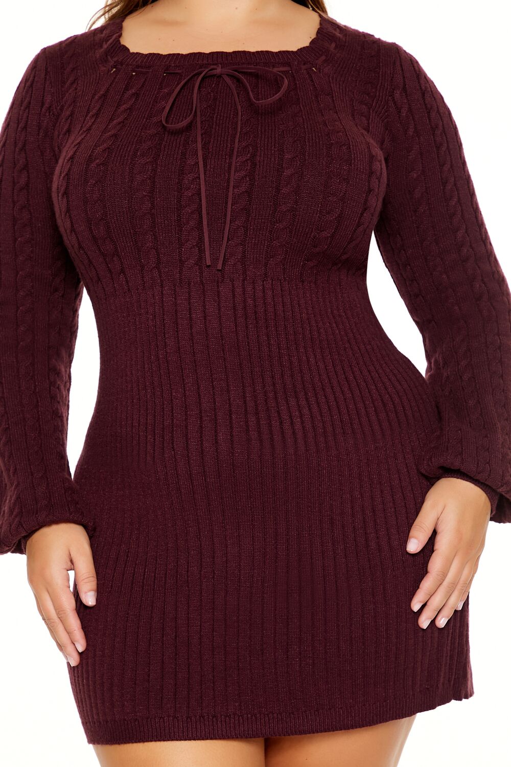 Plus Size Cable Knit Mini Sweater Dress - Image 5