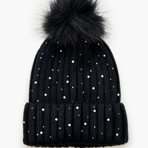 Rhinestone Pom Pom Beanie