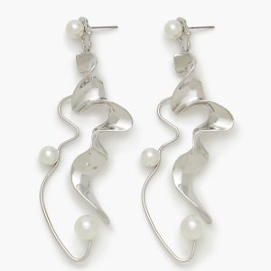 Faux Pearl Abstract Drop Earrings