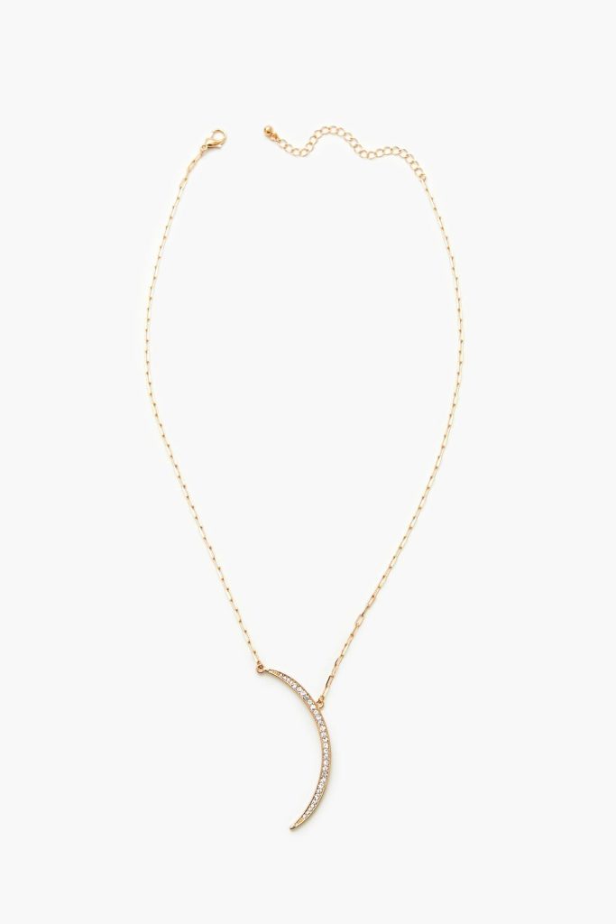 Rhinestone Crescent Moon Necklace