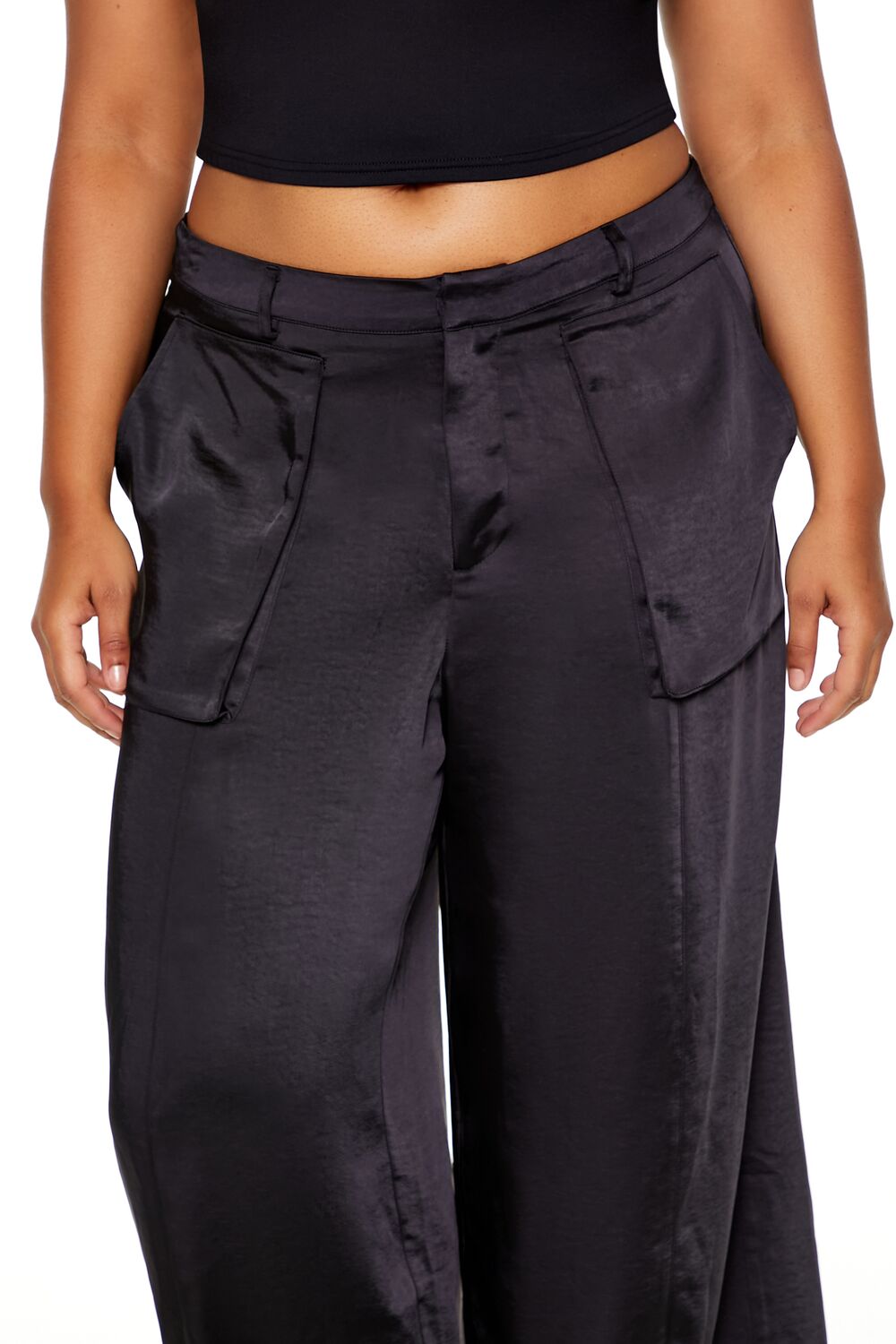 Plus Size Satin Cargo Pants - Image 5