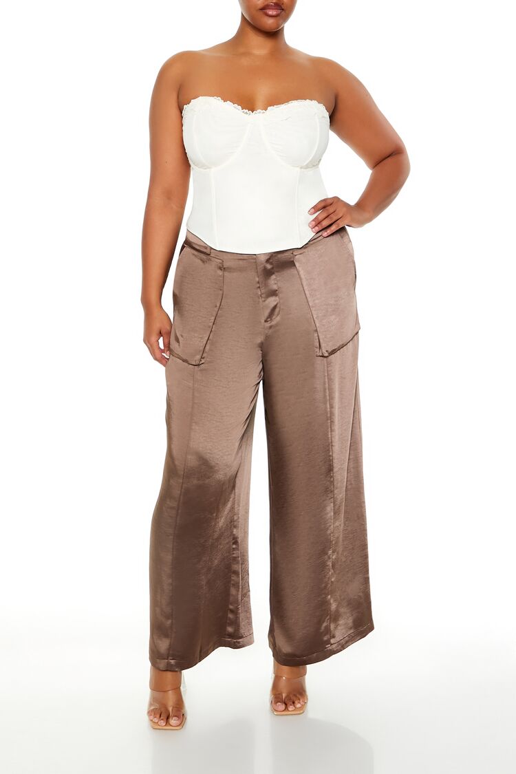 Plus Size Satin Cargo Pants - Image 6