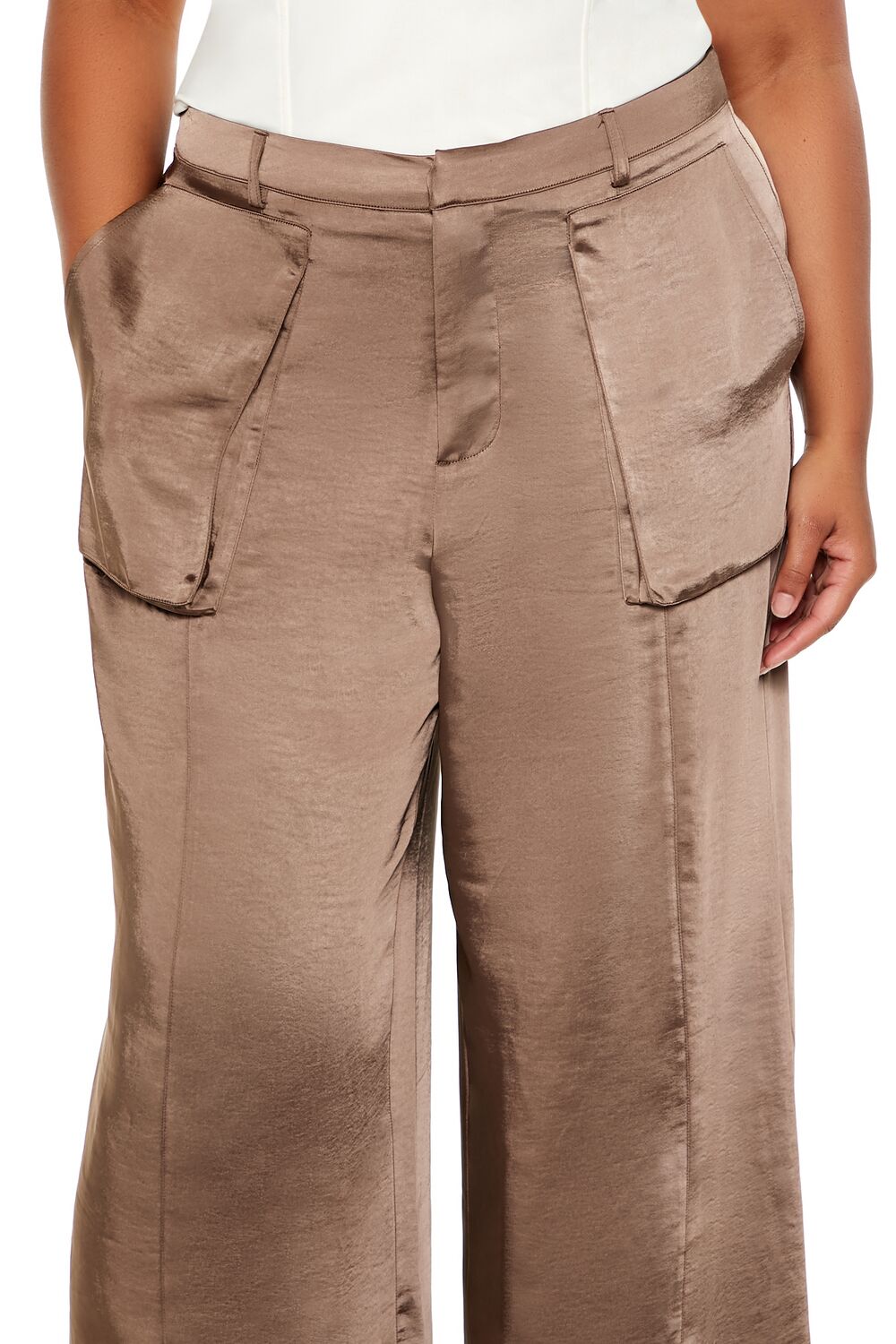Plus Size Satin Cargo Pants - Image 10