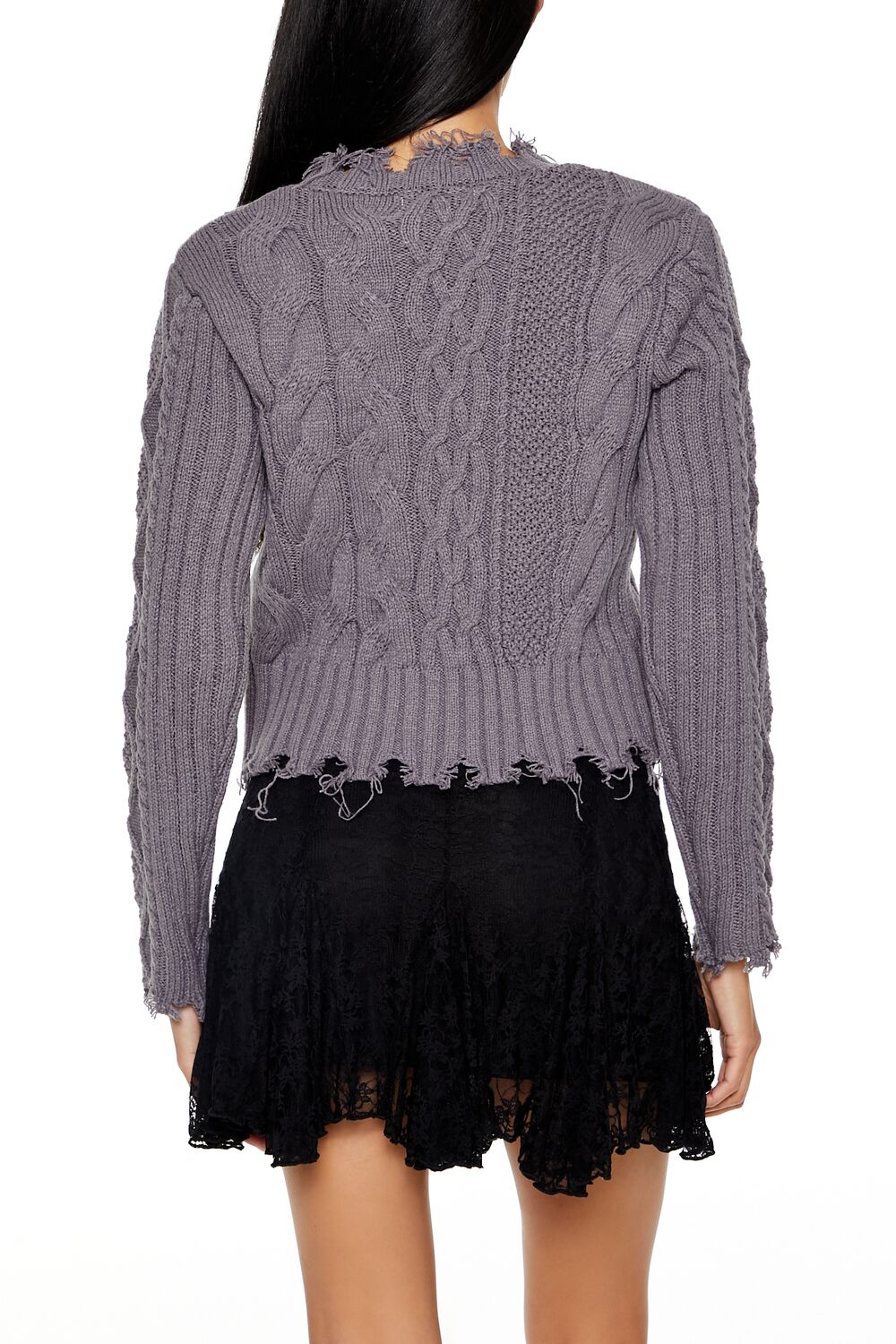 Distressed Cable Knit Sweater - Image 5
