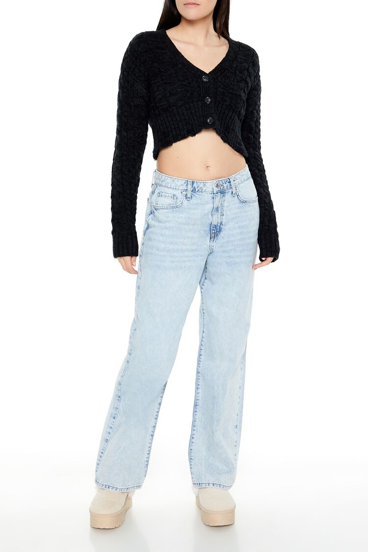 Cable Knit Cropped Cardigan Sweater - Image 2
