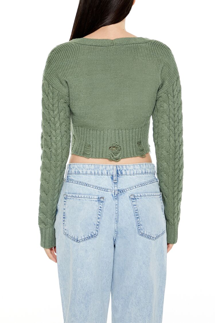 Cable Knit Cropped Cardigan Sweater - Image 10