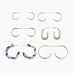Twisted String Hoop Earring Set