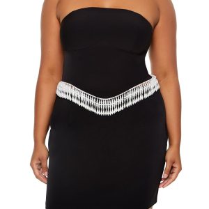 Plus Size Beaded-Trim Tube Top