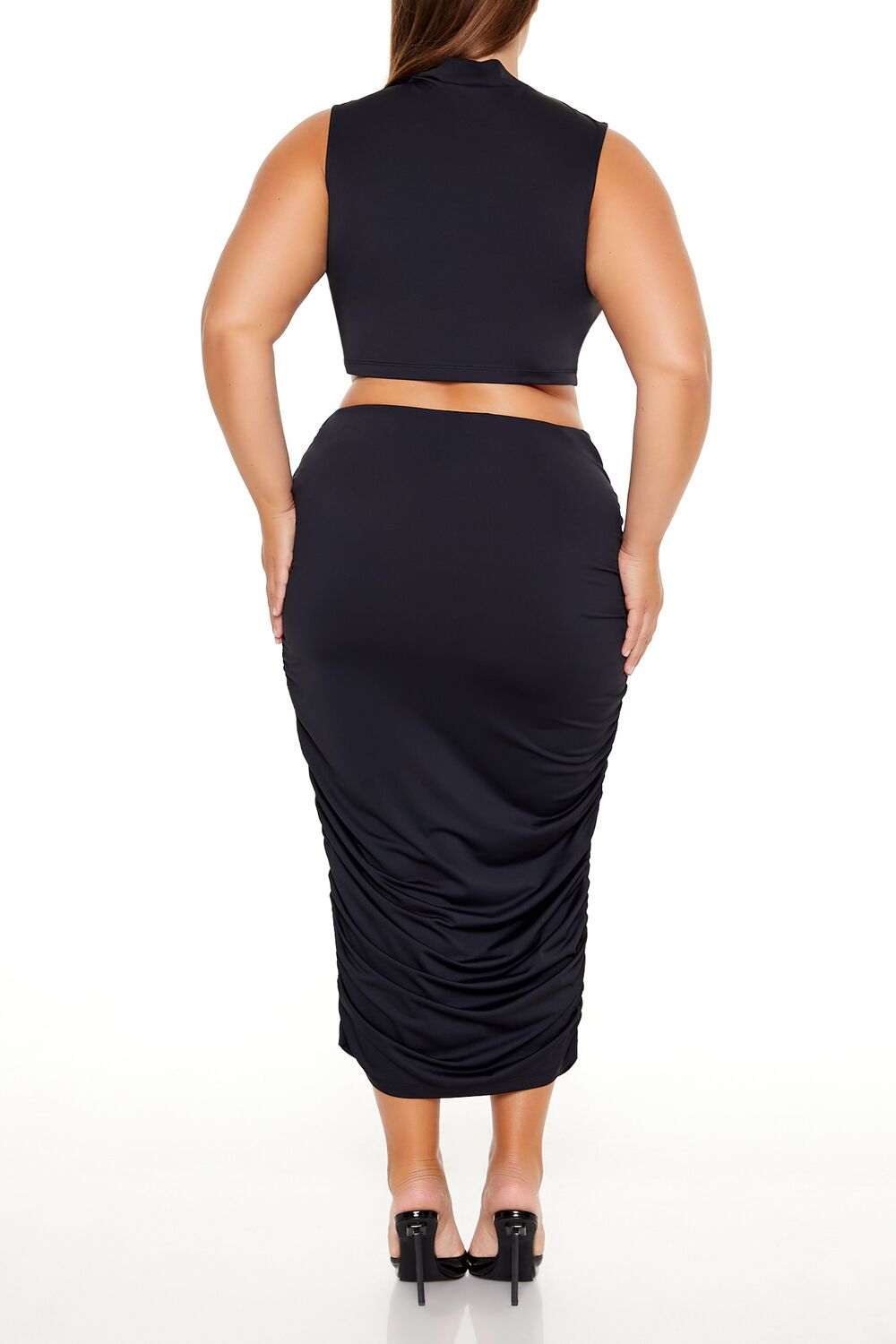Plus Size Ruched Crop Top & Skirt Set - Image 4