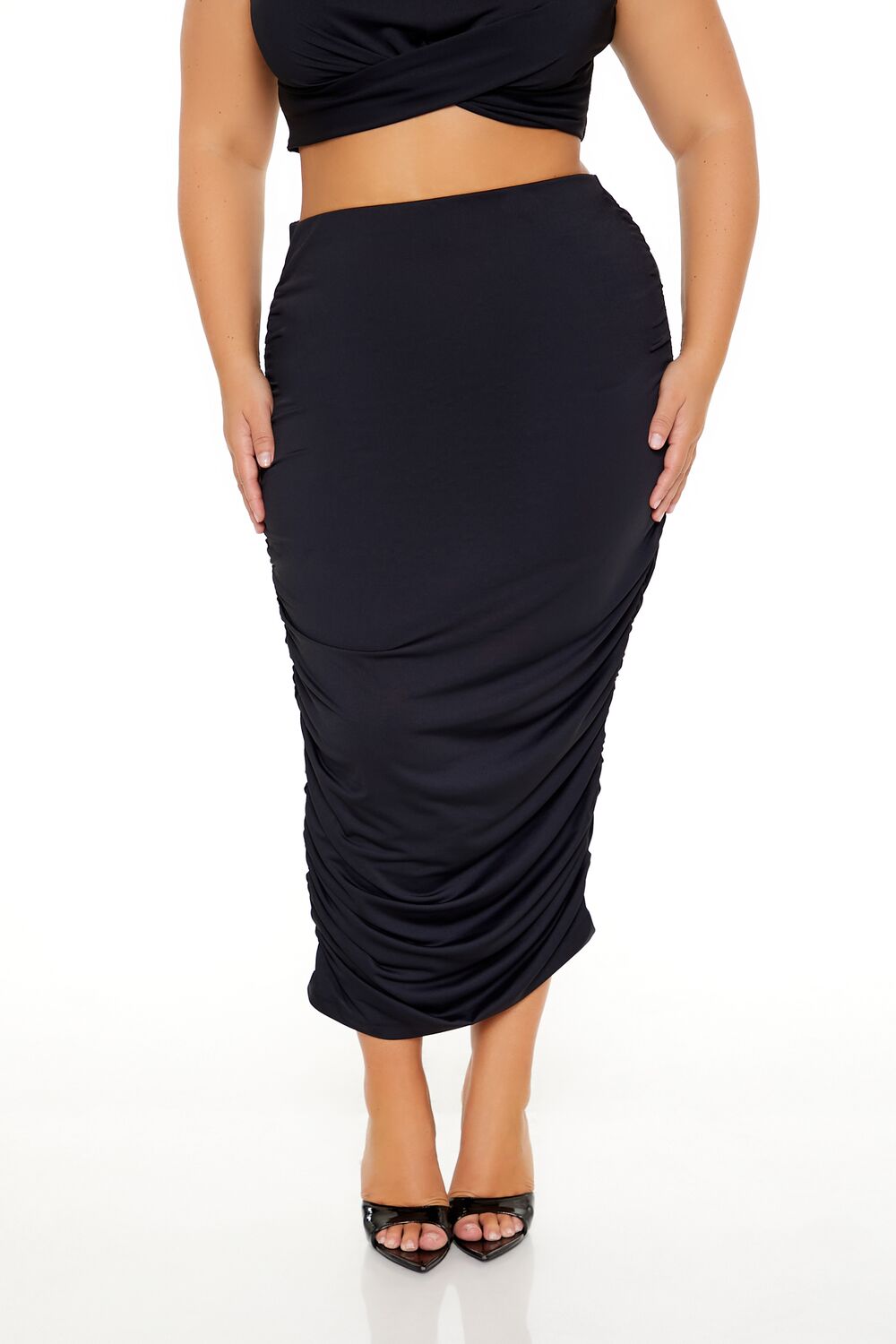 Plus Size Ruched Crop Top & Skirt Set - Image 6