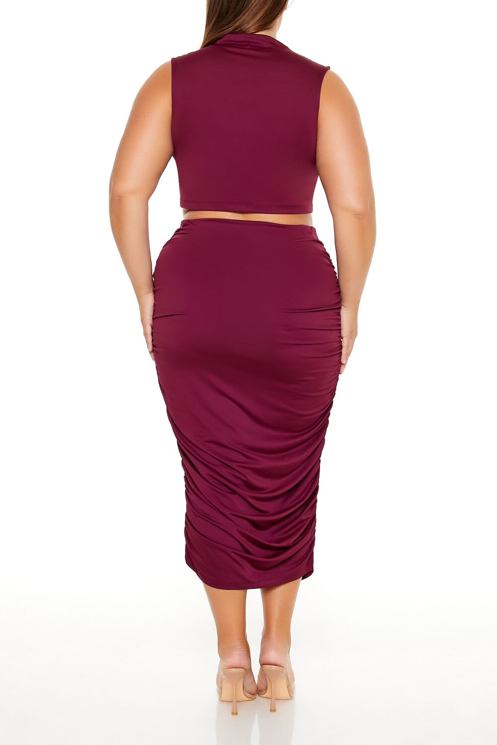 Plus Size Ruched Crop Top & Skirt Set - Image 10