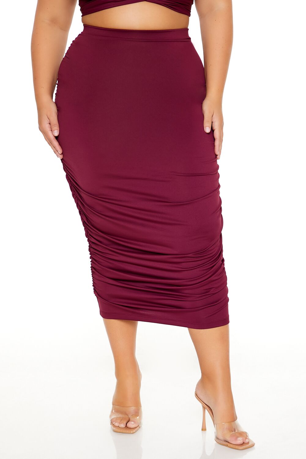 Plus Size Ruched Crop Top & Skirt Set - Image 11