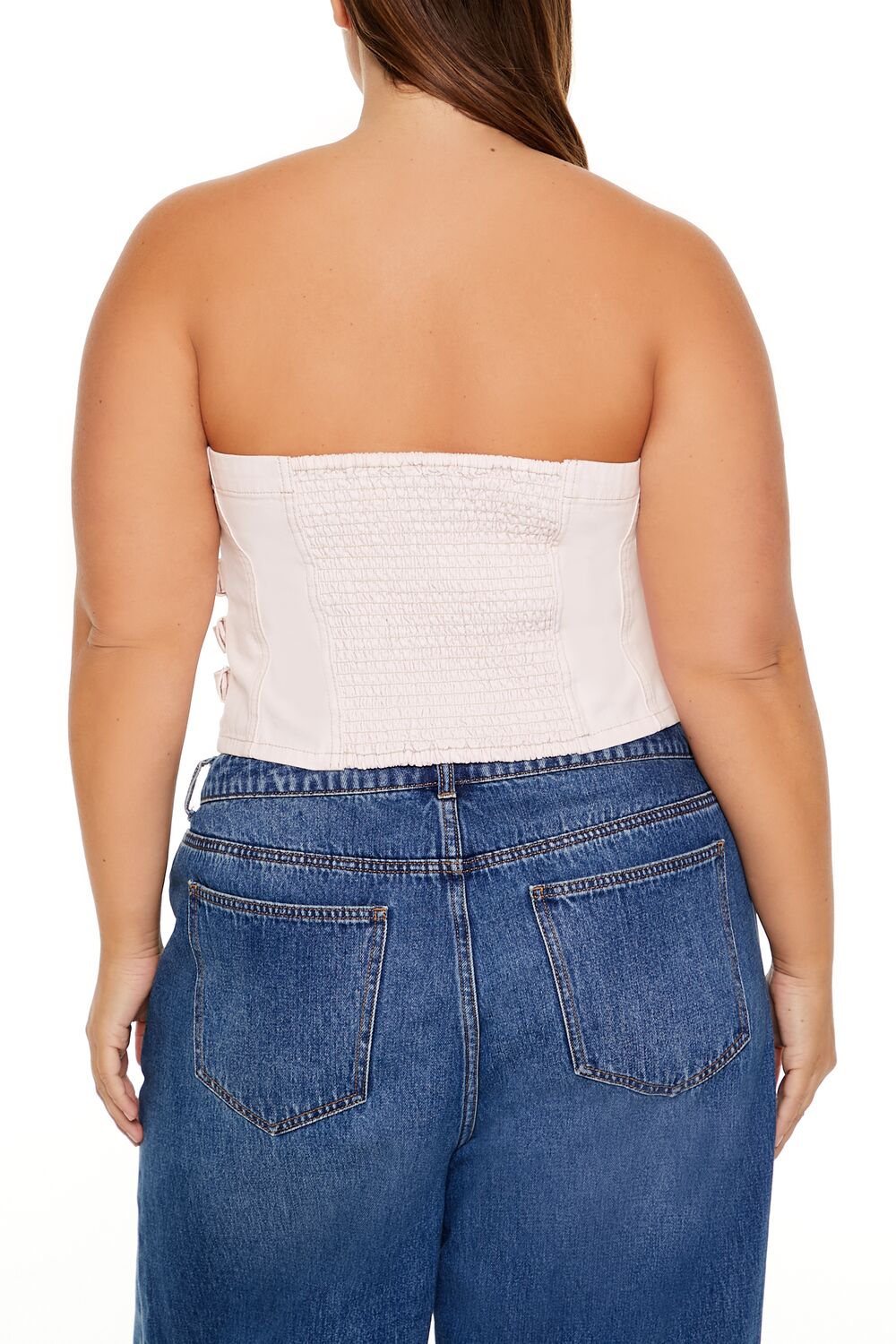 Plus Size Denim Zip-Up Tube Top - Image 5