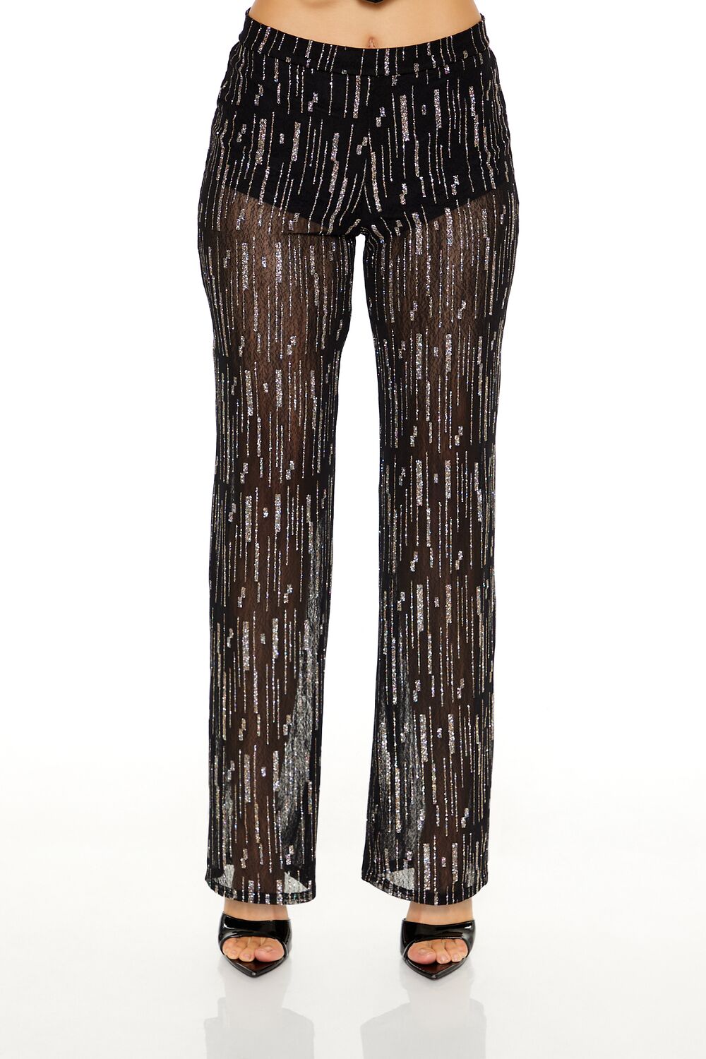 Glitter High-Rise Straight Pants - Image 2