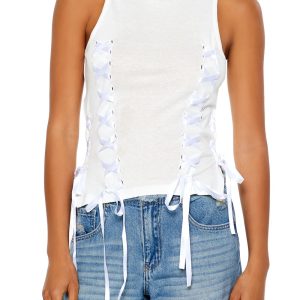 Ribbon Lace-Up Tank Top