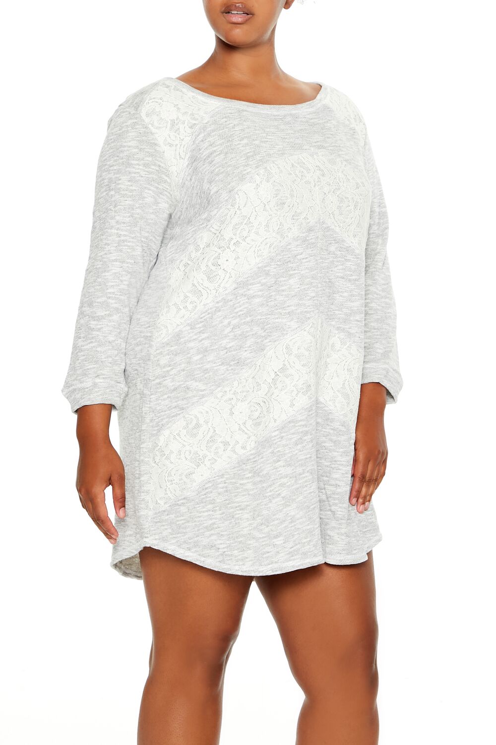 Plus Size Lace Chevron Mini Dress - Image 2