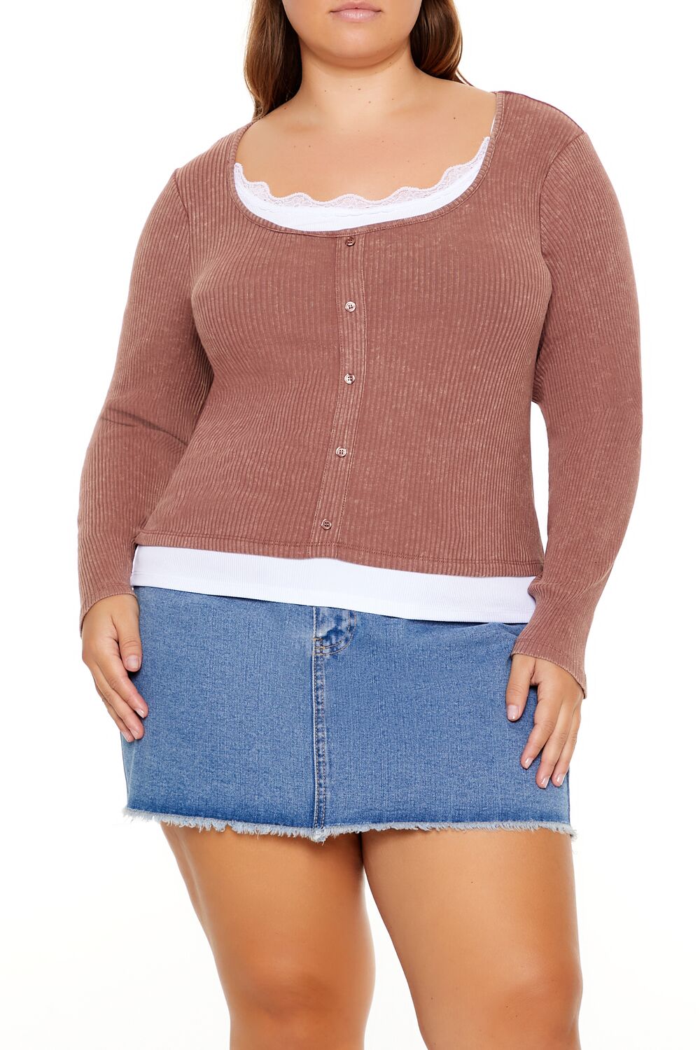 Plus Size Ribbed Henley Top - Image 6