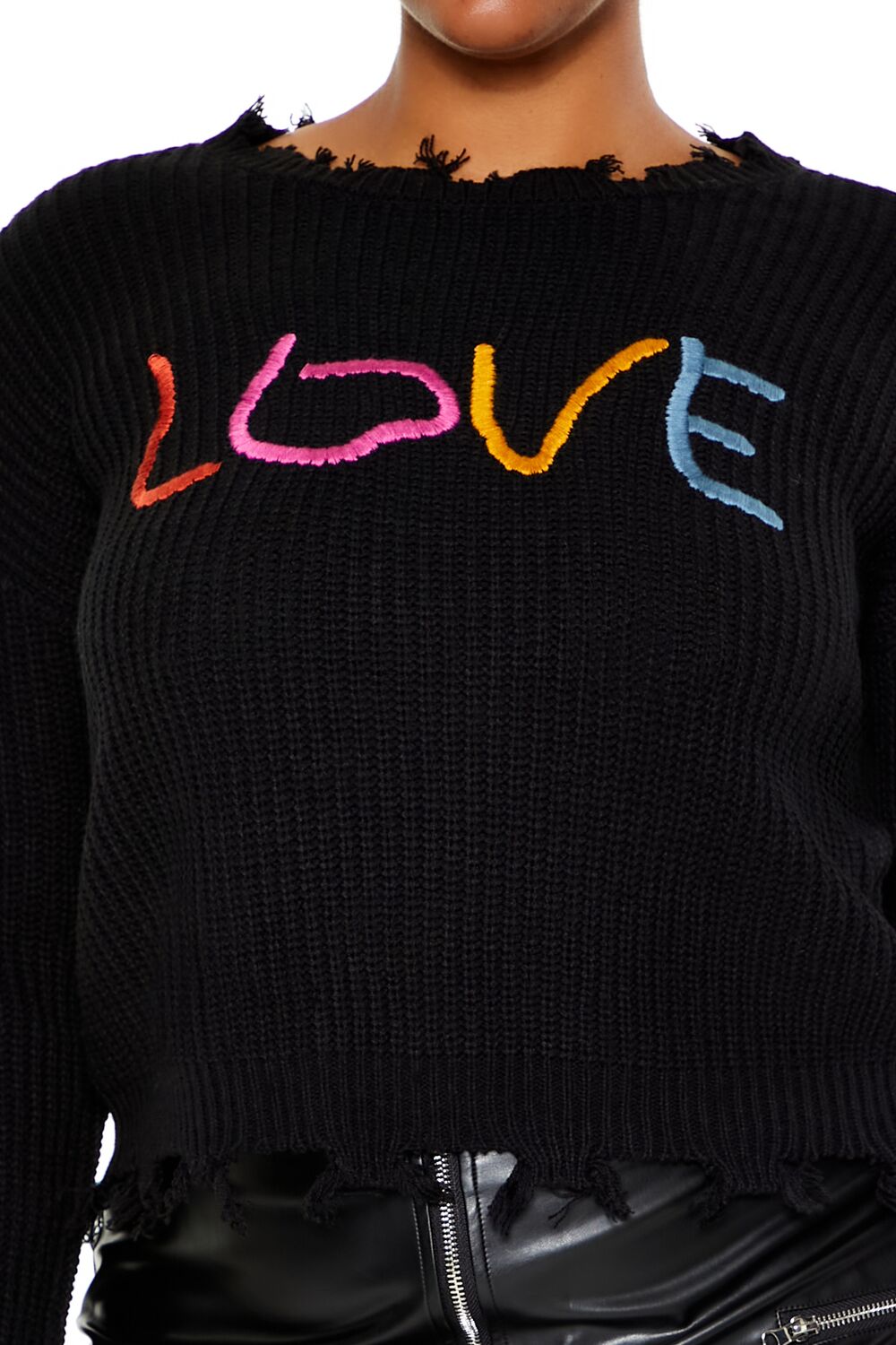 Plus Size Love Embroidered Sweater - Image 3