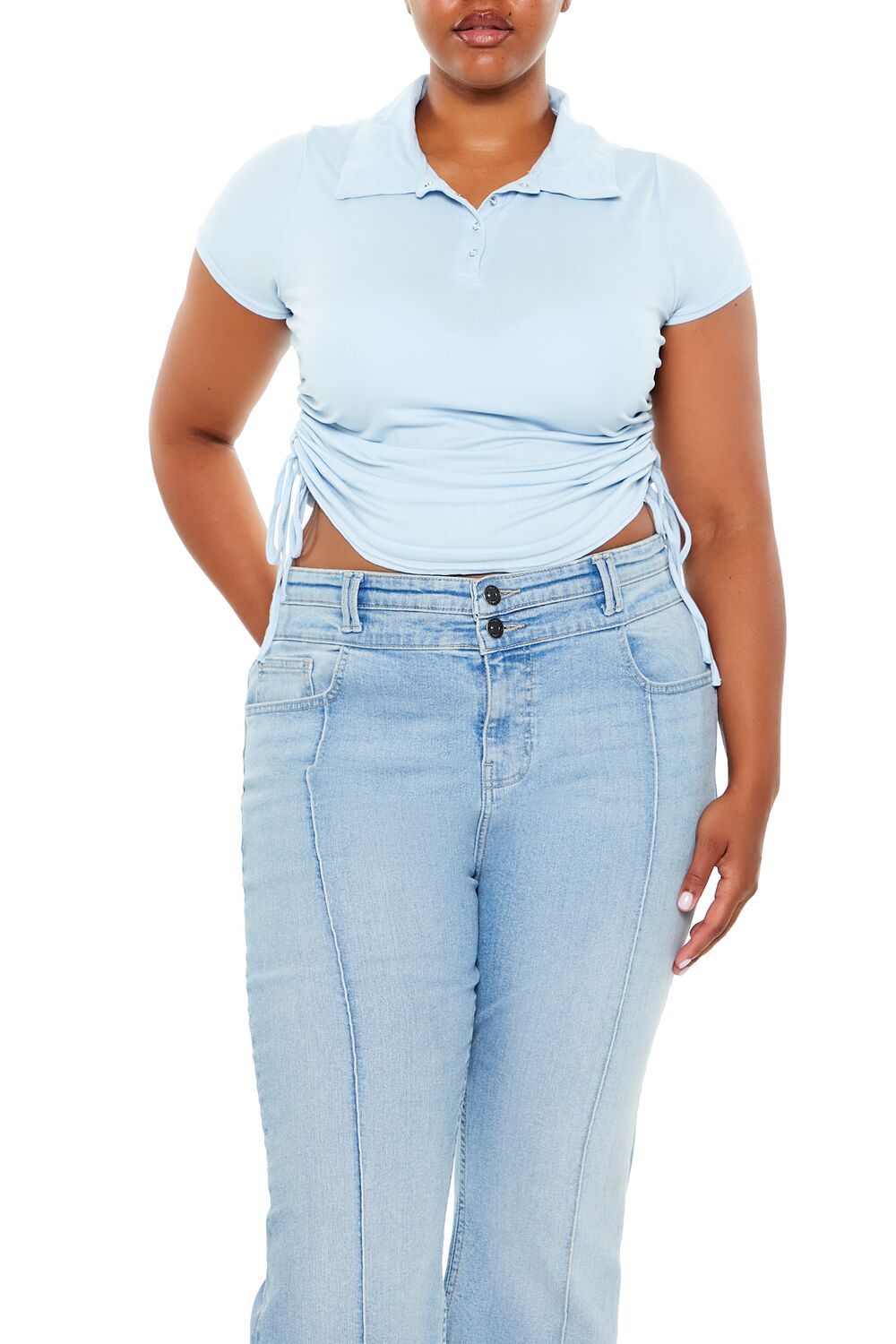 Plus Size Drawstring Polo Shirt
