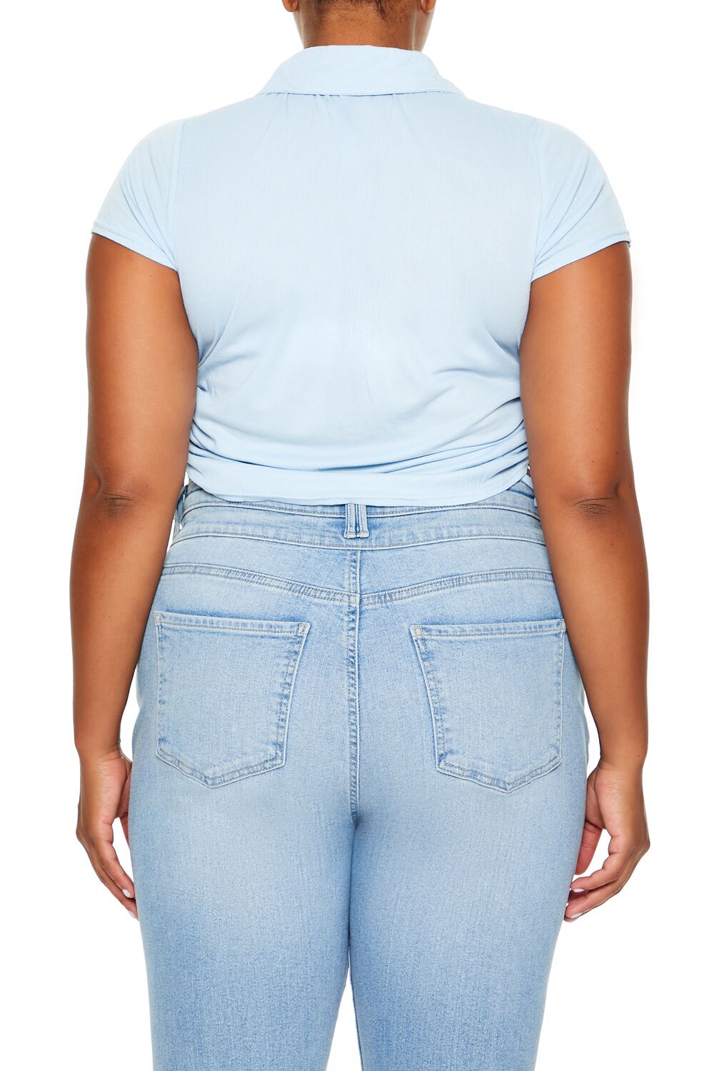 Plus Size Drawstring Polo Shirt - Image 5