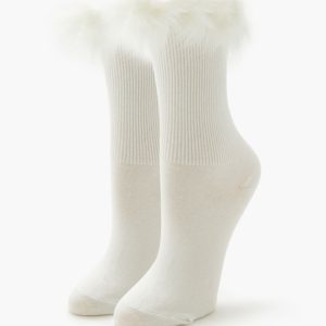 Faux Fur-Trim Crew Socks