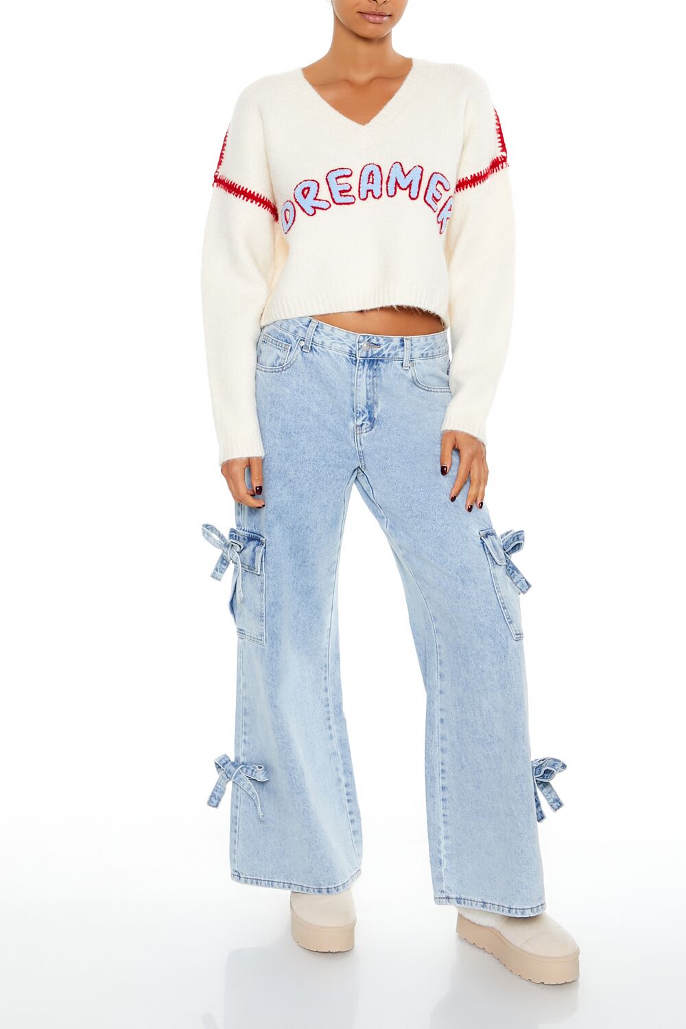 Dreamer Patch Fuzzy Knit Sweater - Image 2