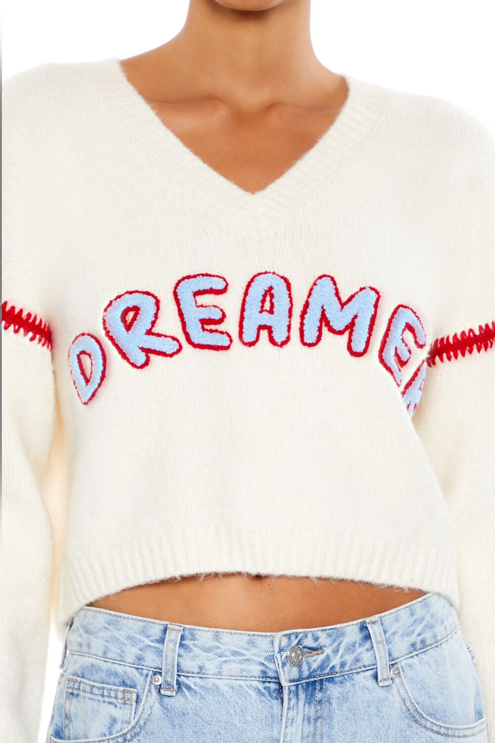 Dreamer Patch Fuzzy Knit Sweater - Image 3