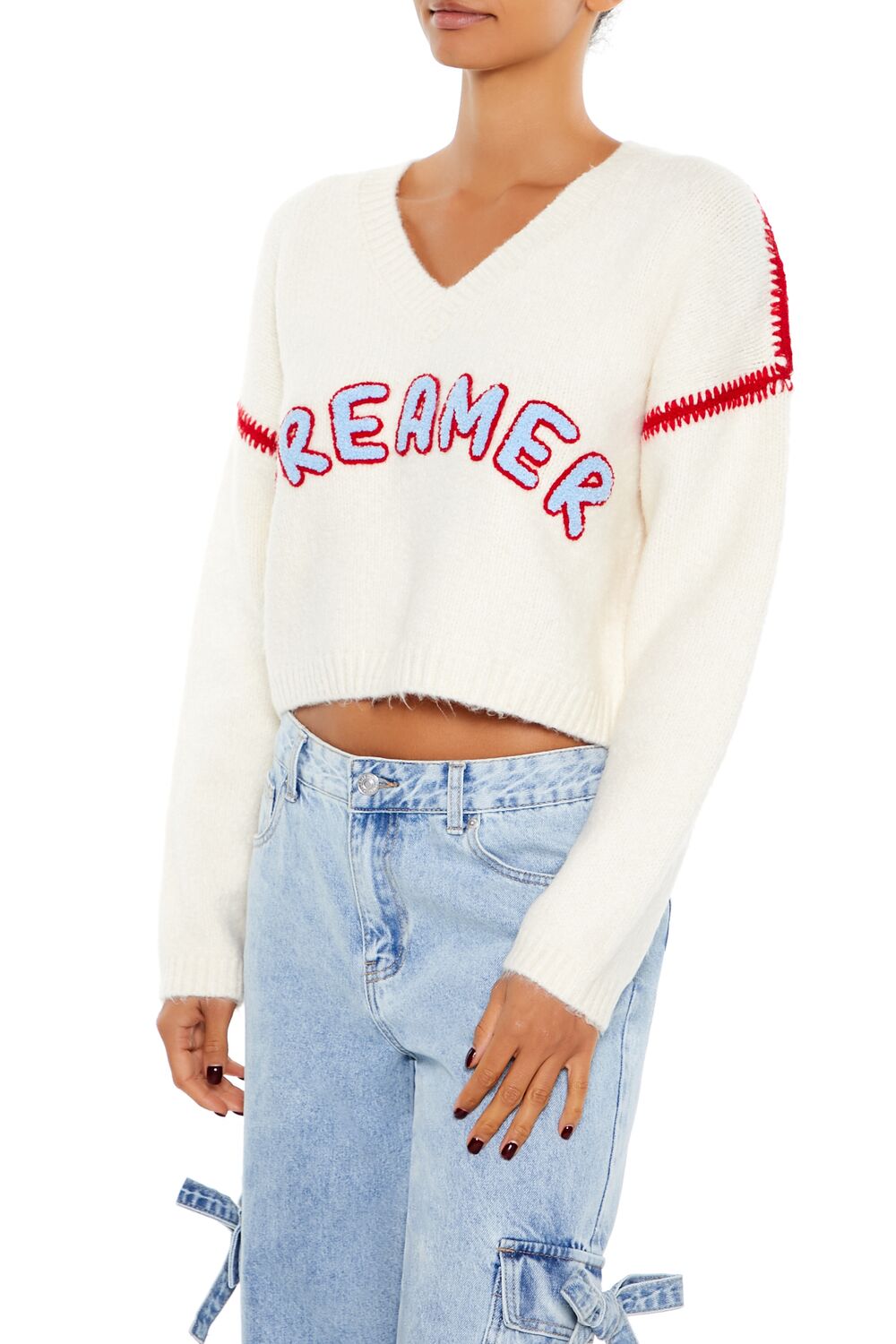 Dreamer Patch Fuzzy Knit Sweater - Image 4