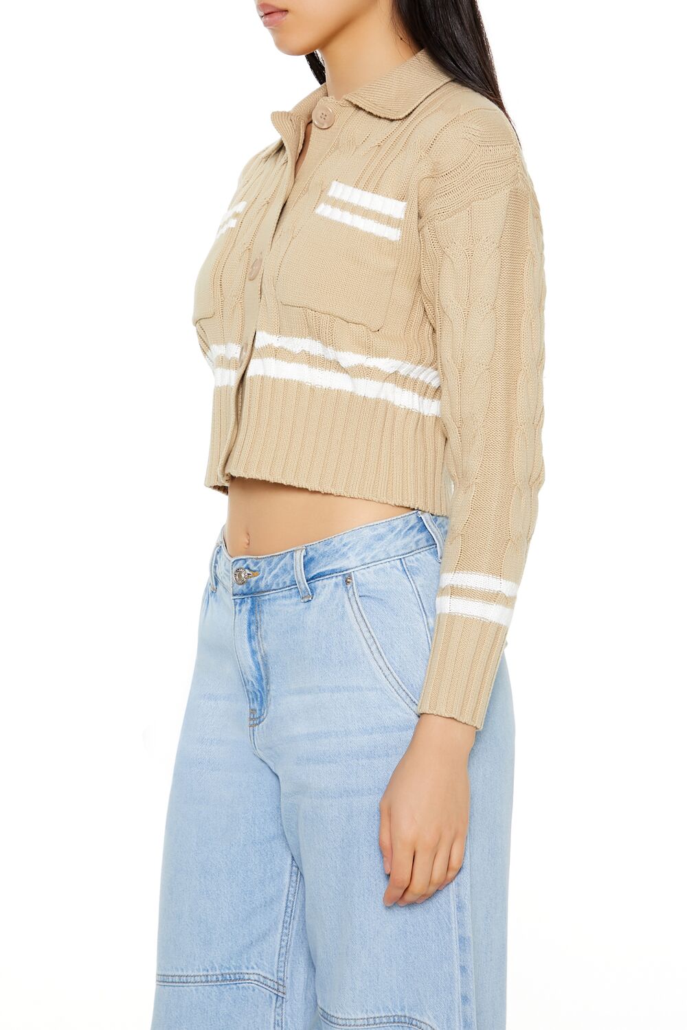 Varsity-Striped Cardigan Sweater - Image 3