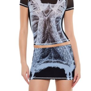 Mesh Bustier Graphic Baby Tee