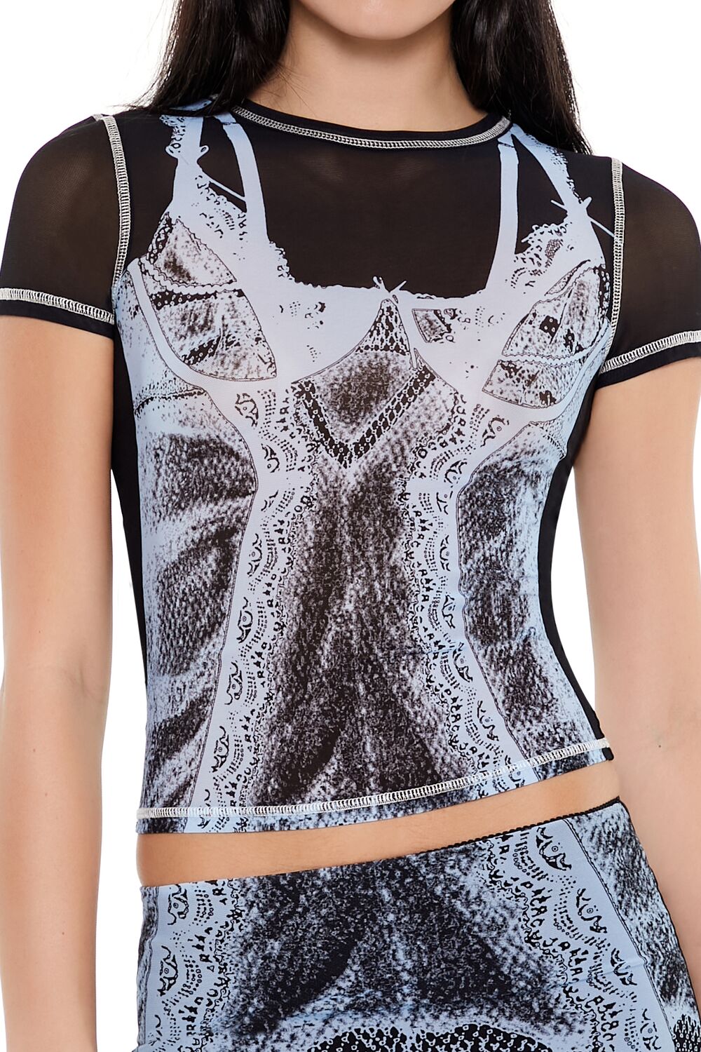 Mesh Bustier Graphic Baby Tee - Image 3