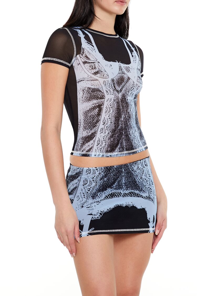 Mesh Bustier Graphic Baby Tee - Image 4