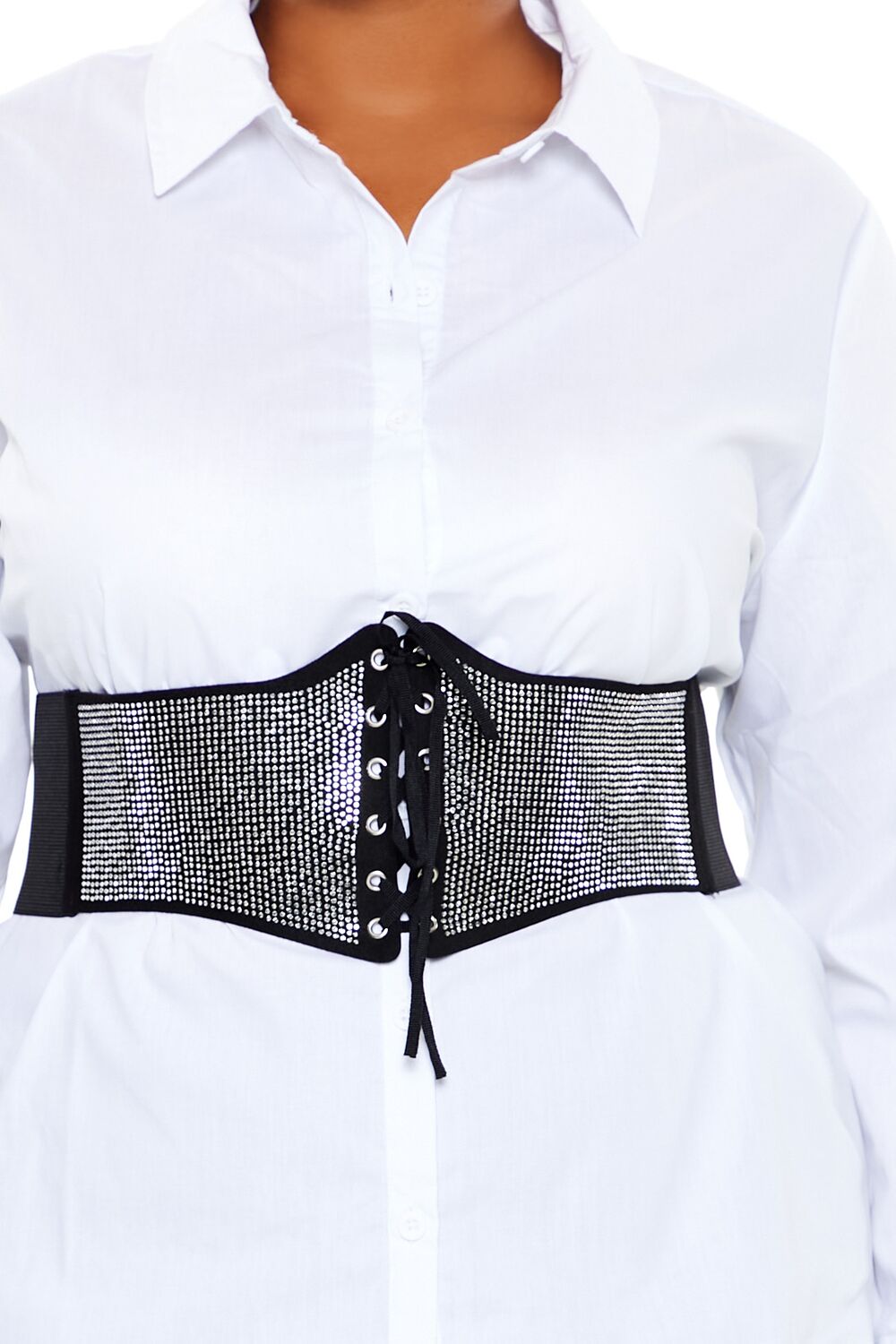 Plus Size Rhinestone Belt Shirt - Image 3
