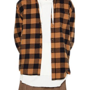 Plaid Curved-Hem Shirt