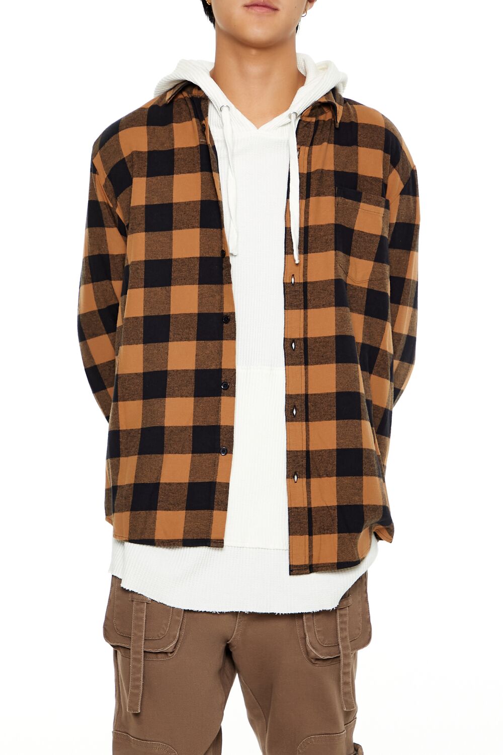 Plaid Curved-Hem Shirt