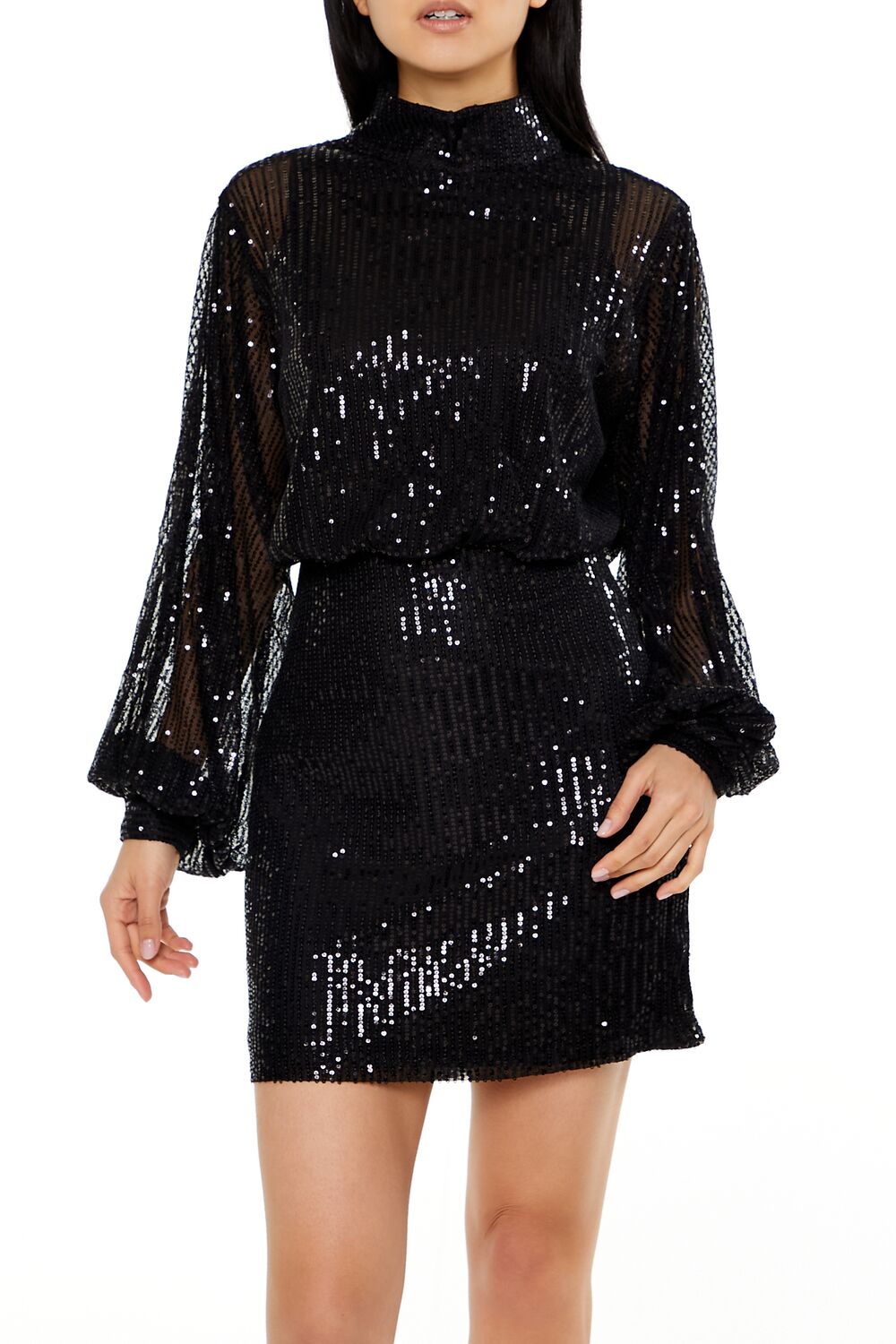 Sequin High-Neck Mini Dress - Image 2