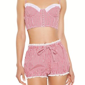 Gingham Lingerie Cropped Cami