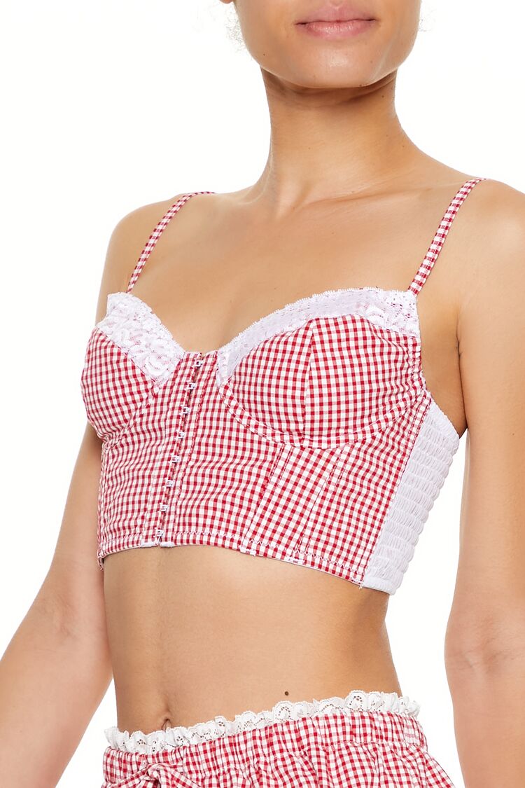 Gingham Lingerie Cropped Cami - Image 3