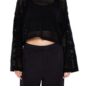Netted Cropped Hoodie